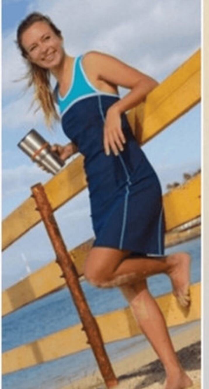 Title Nine Twisted Sister Blue Colorblock Athletic Active Dress Women’s Medium